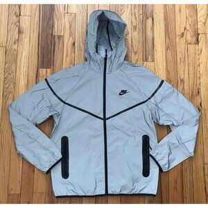 Size Small Mens Nike Tech Woven Flash Reflective Jacket Silver Black FZ7585-035